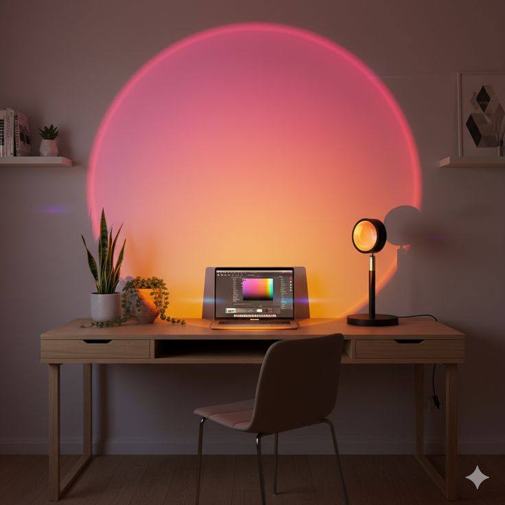 USB Sunset Lamp Projector Led Night Light Rainbow Color Sun Atmosphere