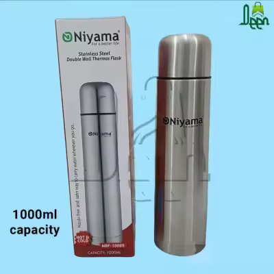 Niyama1000ml silver color stainless steel vacuum flask 1L capacity for winter